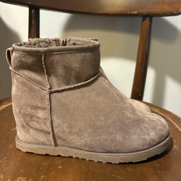 Dunes Karma Size 9M Shoes Tan Zip Up Vegan Comfort Hidden Wedge Boot New - Picture 1 of 6